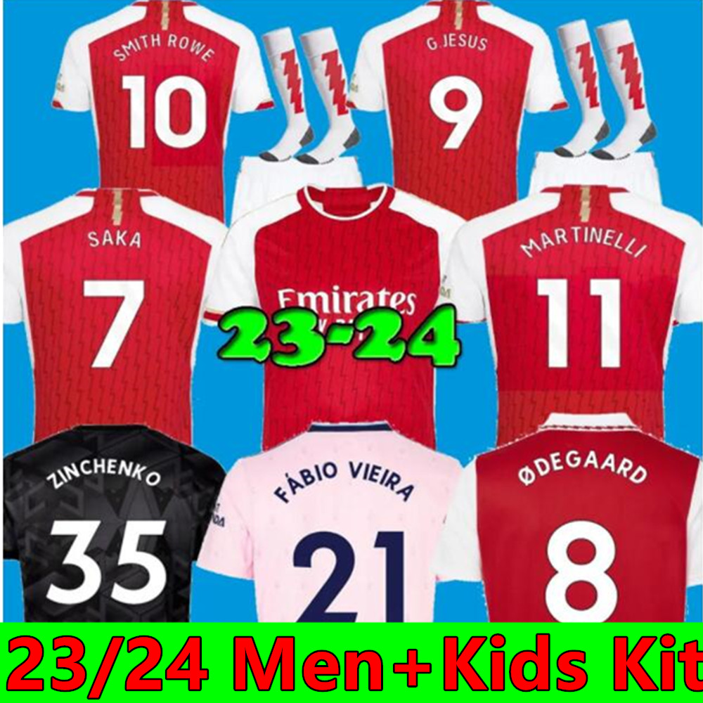 

2023 2024 SMITH ROWE SAKA soccer jerseys Fans MARTINELLI TIERNEY 23 24 football shirt Men Kids kit sets ODEGAARD Nketiah G.JESUS FABIO VIEIRA ZINCHENKO SALIBA, 22 23 home adult