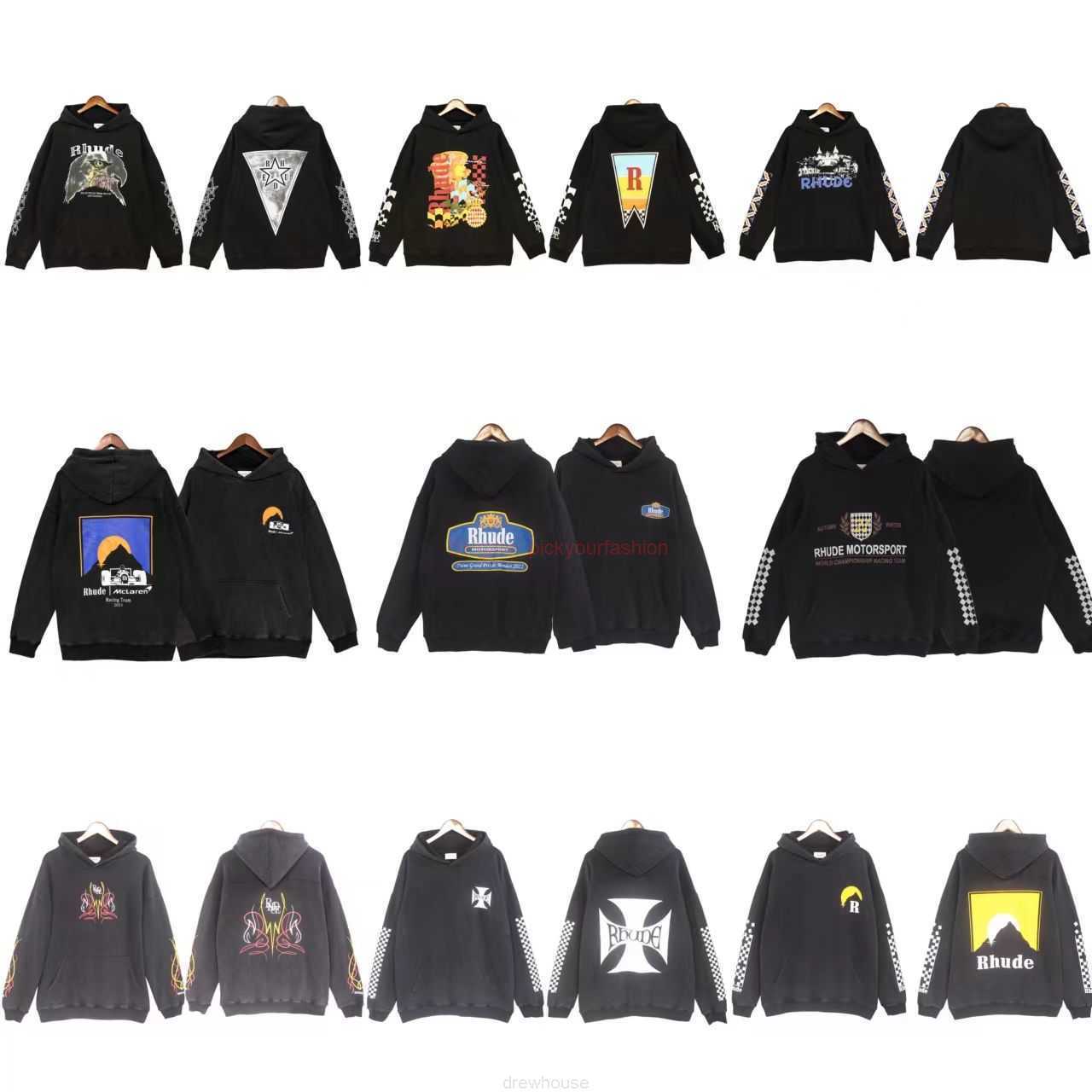 

Designer Clothing Mens Sweatshirts Hoodies American Fashion Brand Rhude Series Autumn Winter New Style Washed Old Mens Womens High Street Loose Hooded Sweater Ins F, Shipping fee