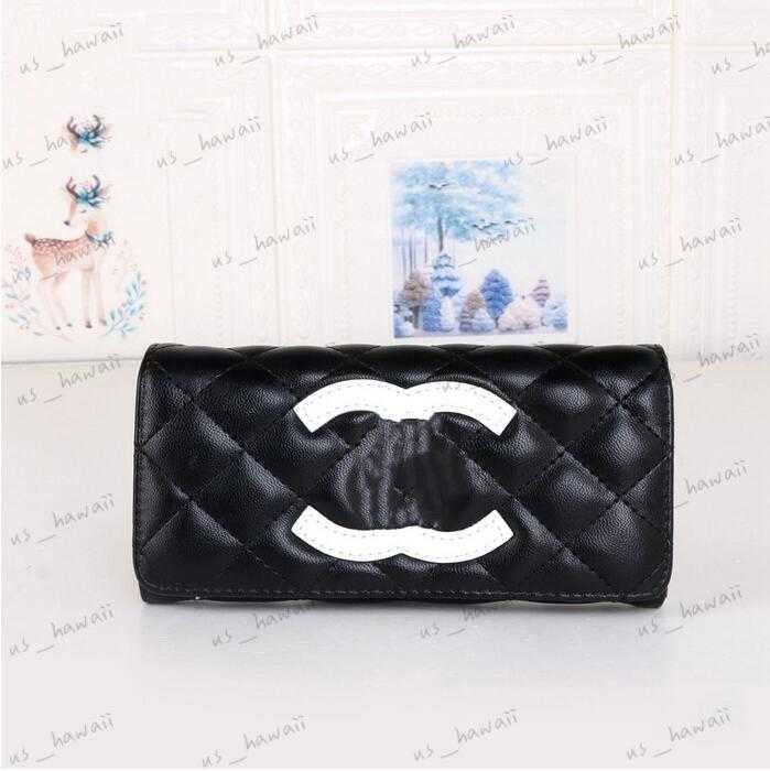 

Designer Leather Wallet Women men channel bags card holder purses Iconic textured Long Zipper Wallets Coin Purse Card Case Holder T230607, White with black logo