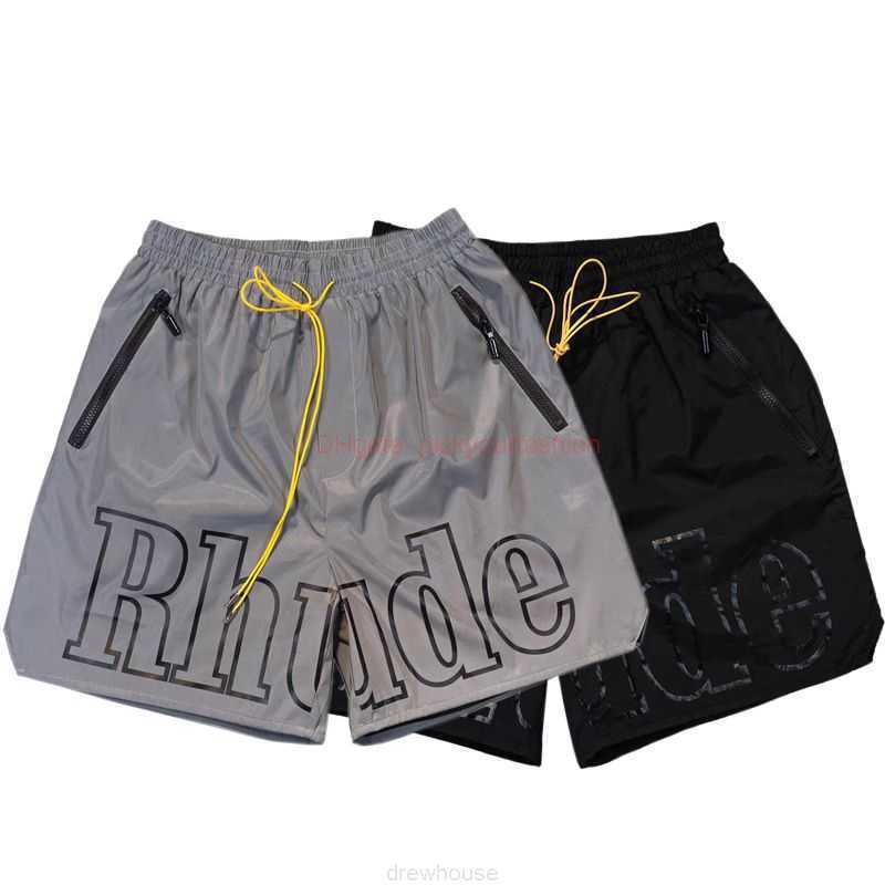 

Designer Short Fashion Casual Clothing Beach shorts Rhude Classic Large Print Drawstring High Street Beach Mesh Shorts Trendy Loose Quarter Shorts for Men Joggers S, Black and yellow