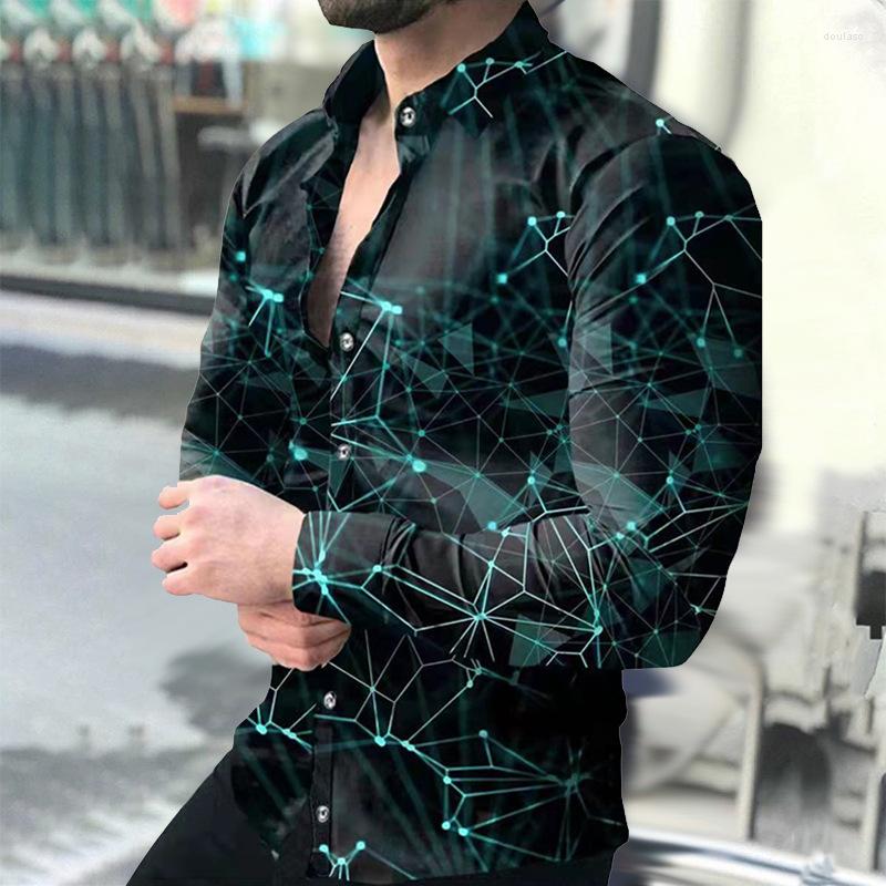 

Men's Casual Shirts 3D Print Men Long Sleeve For Mens Social Luxury Man Designer Clothes Hawaiian Fashionable Elegant Classic Fashion, A-77