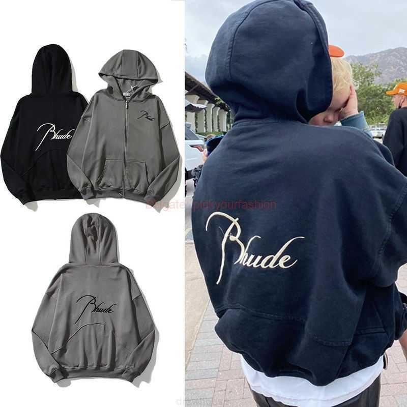 

Designer Clothing Mens Sweatshirts Hoodies Rhude Rh Bullet Zipper Letter Embroidered Hooded Sweater High Street Niche Fashion Loose American Jacket Mens Winter Fa, Shipping fee