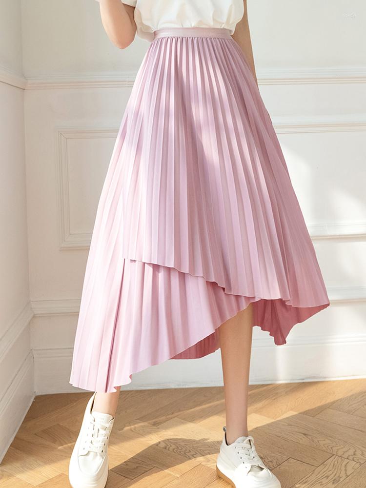 

Skirts SURMIITRO Midi Long Irregular Skirt Women 2023 Summer Korean Fashion Elegant Aesthetic High Waist Pleated Female, Pink