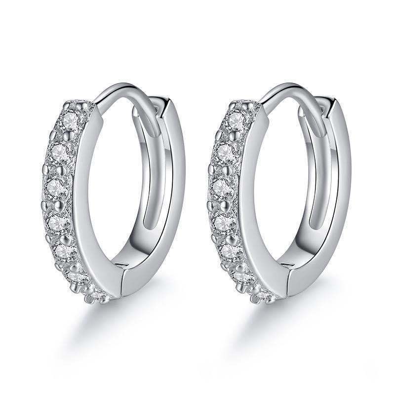 

Zircon Gold Plated Sterling Silver Hoop Earrings - Elegant Fashion Jewelry for Women, Perfect for Engagements