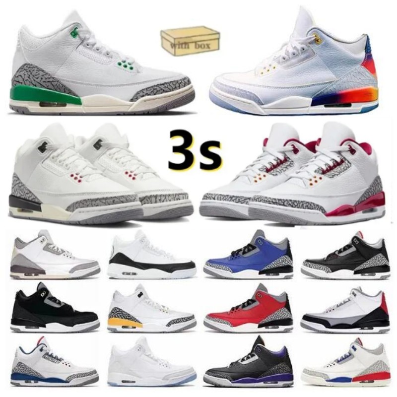 

J Balvin 3S Wizards basketball shoes White Cement Reimagined Neapolitan Racer Blue Pine Green Black Cement Rust Pink Georgetown sneakers trainer with box