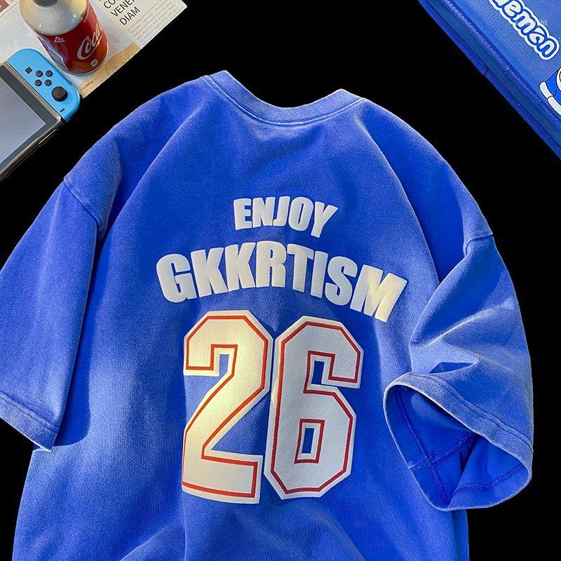 

Women's T Shirts Heavy Pound 100 Pure Cotton Short Sleeve Men's Port Wind Loose Everything T-shirt Spring Blast Street BF Trend Couple, Color 1