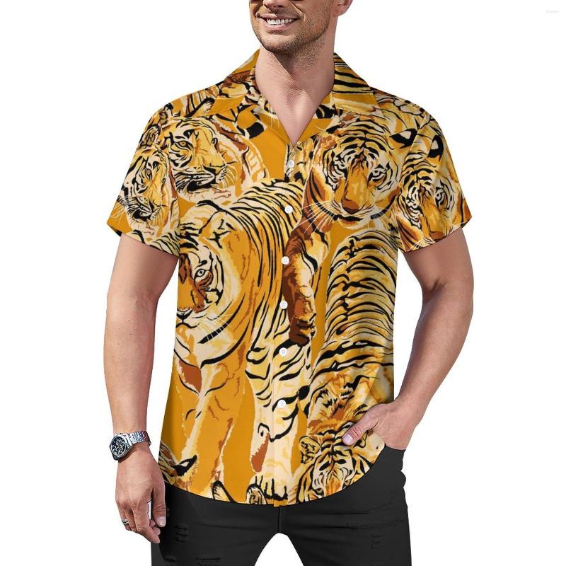 

Men' Casual Shirts Wild Tiger Shirt Animal Print Beach Loose Hawaii Street Style Blouses Short Sleeves Pattern Oversized Clothes, Style-11