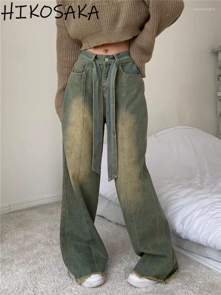 

Women' Jeans Fairycore Y2k Vintage Belt Straight Loose Wide Leg Pants Women Spring 2023 High Waist Fashion Harajuku Goth Pantalon, Picture shown