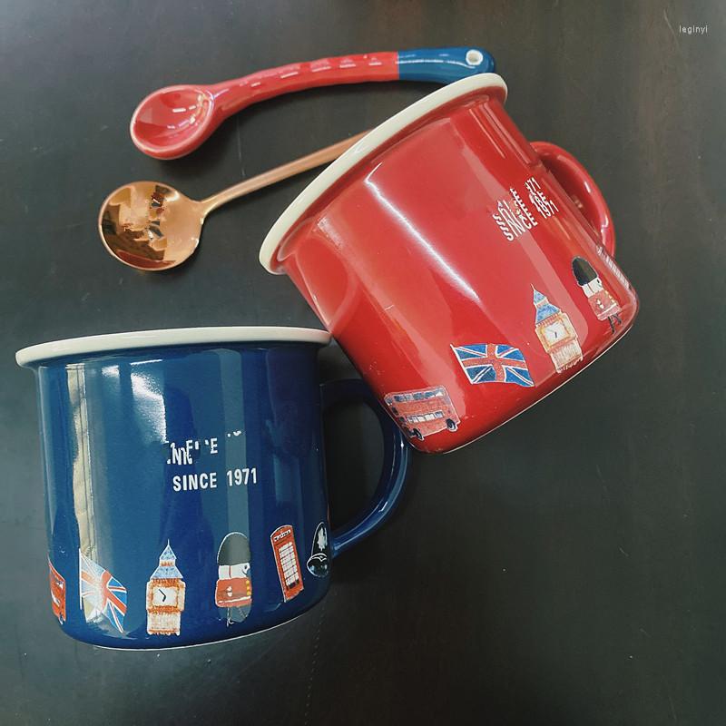 

Mugs Blue / Red Mug Cartoon Ceramic Lovely Girl Coffee Tea Drink Send Friend Office Water Cup Christmas