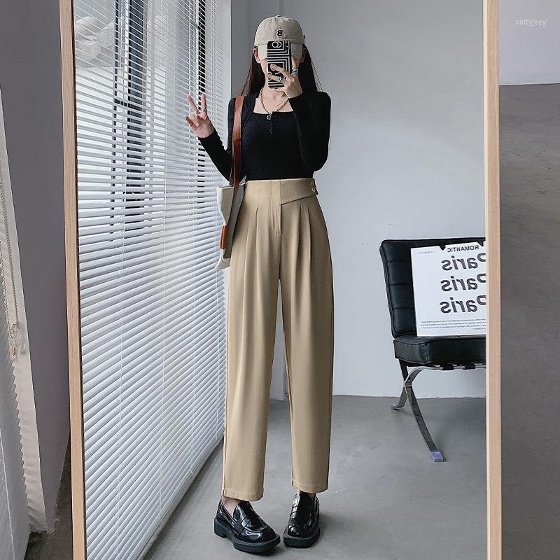 

Women' Pants 2023 High Quality Female Vintage Suit Women Waist Wide Leg Harem Office Lady Elegant Trousers Korean Fashion, Beige