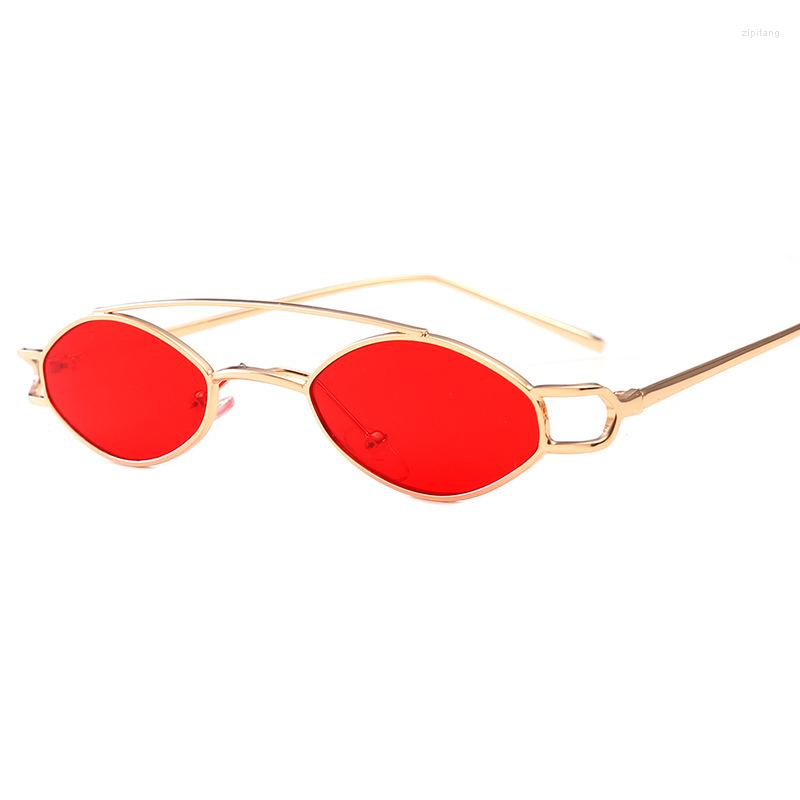 

Sunglasses Small Frame Red Oval Retro Special Decorative Glasses