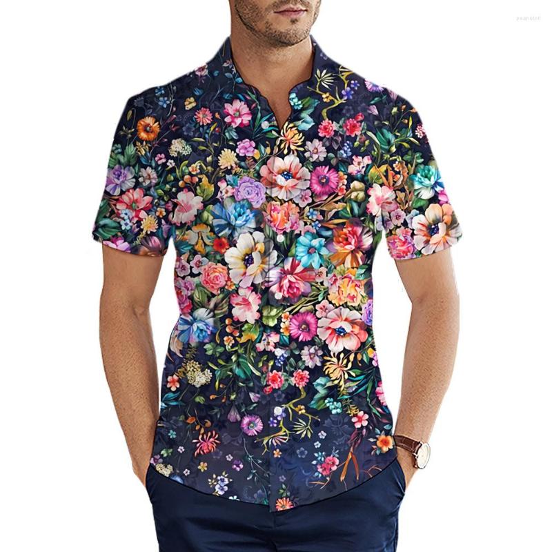 

Men' Casual Shirts 2023 Summer Short Sleeve Retro Style Flowers Pattern 3D All Over Printed Hawaiian Shirt Mens Harajuku