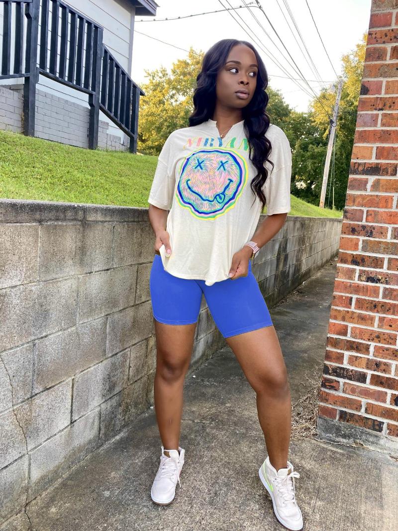 

Women's Shorts Two Piece Set Summer Casual Short Sleeve Round Neck Smile Print Top And Plus Streetwear Sport, Watermelon red