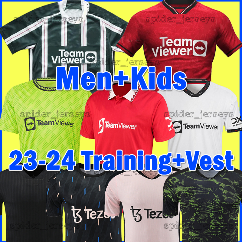 

23 24 SANCHO Soccer Jerseys Training Vest 2023 2024 MARTINEZ ANTONY B.FERNANDES ERIKSEN RASHFORD CASEMIRO McTominay R.VARANE FRED Men Kids Kits Football Shirts, 22-23 third