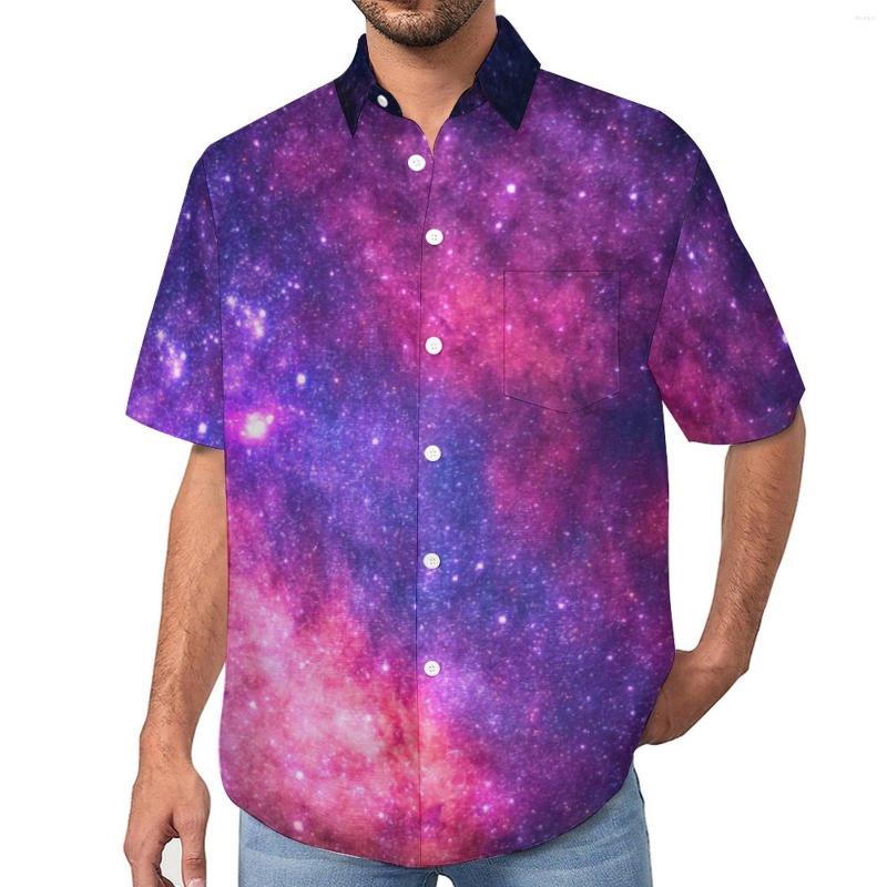 

Men's Casual Shirts Colorful Galaxy Sky Beach Shirt Pink Purple Stars Hawaiian Mens Street Style Blouses Graphic Clothes Large Size, Style-8