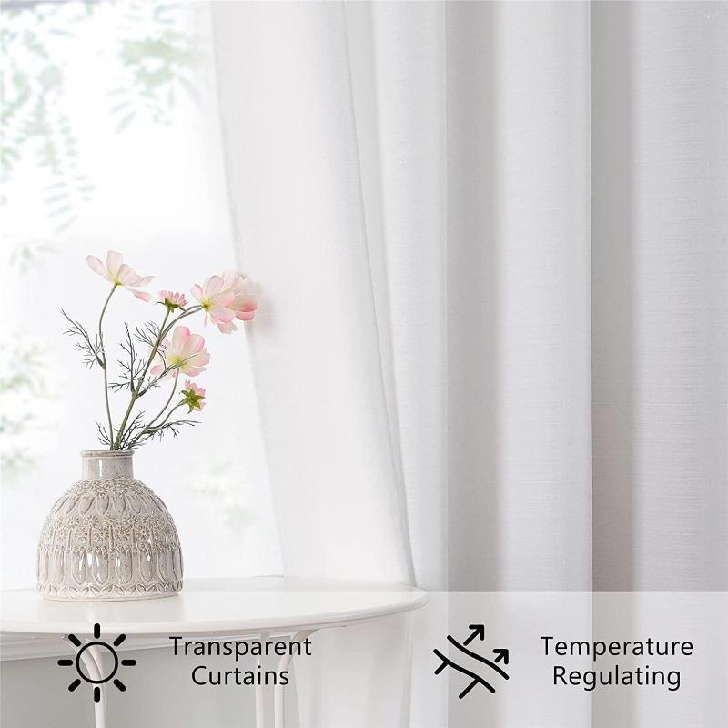 

Curtain White Thicken Linen Tulle Sheer Curtains For Living Room Bedroom Kitchen Solid Voile Panels Window Treatment Drapes