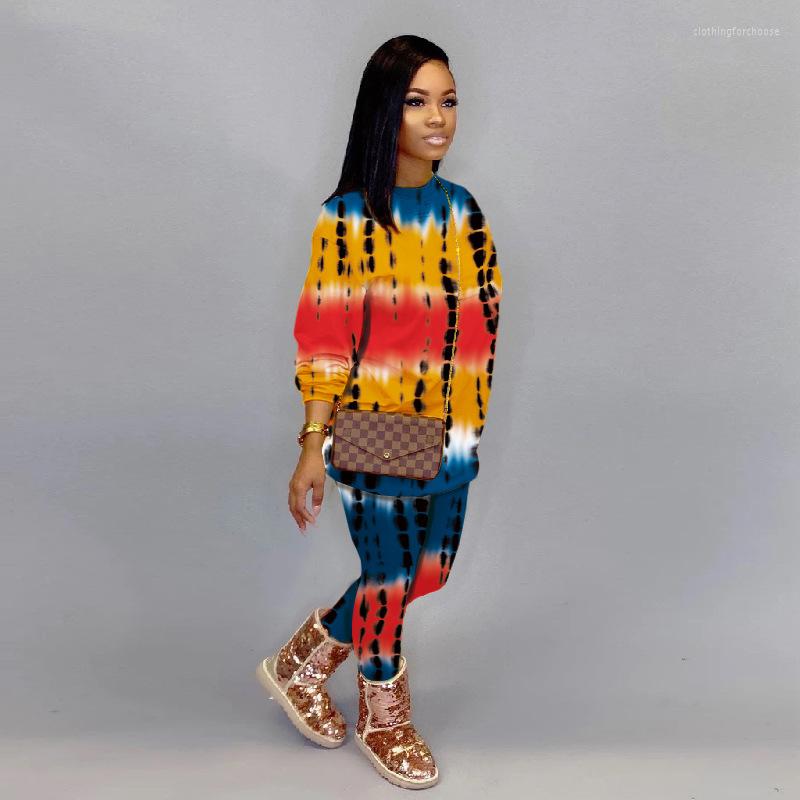 

Women's Two Piece Pants Active Wear Plus Size S-5XL Women's Set Long Sleeve Top Jogger Suit Casual Tracksuits Print Fitness Outfits, Yellow