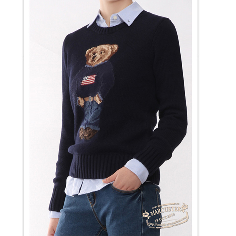

Women' Sweaters Soft Basic Pulls Womens Sweater Fashion Knitted Jumper Top Sueters Women Cotton RL Bear Sweaters De Mujer 230606, Navy blue