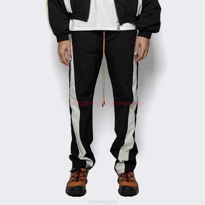 

Designer Fashion Clothing Casual Pant K8004 Rhude Black White Solid Color Patchwork Drawstring Ins Trendy Mens Womens Loose High Street Sports Pants Streetwear Jog, Black/k8004