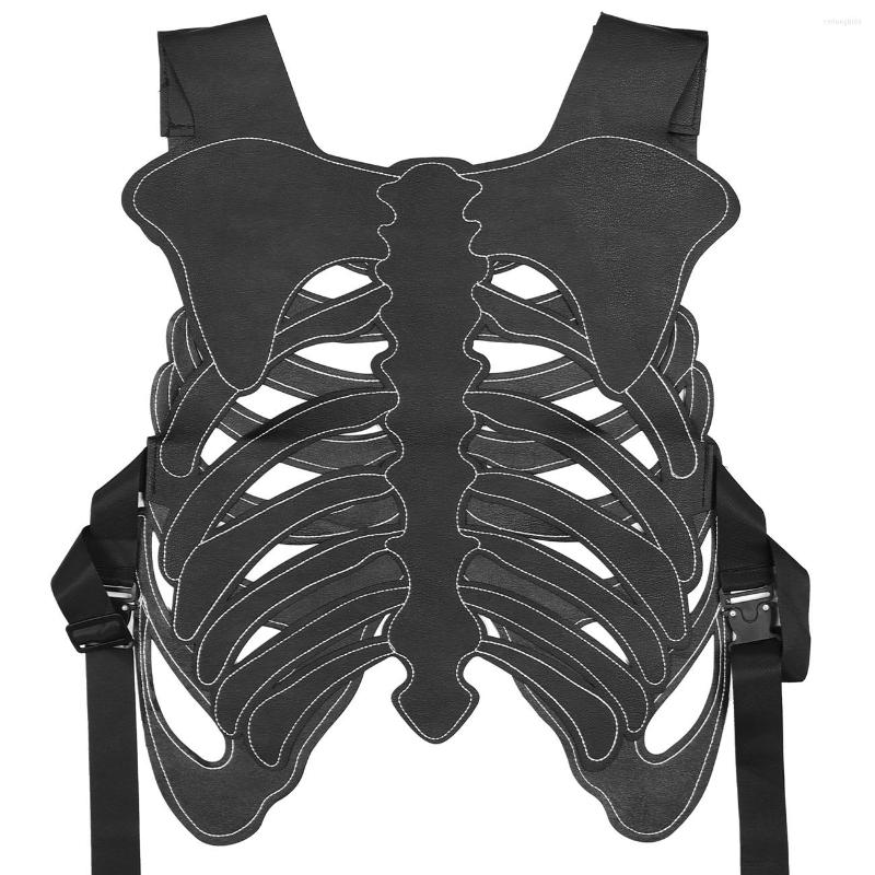 

Men's Vests Hop Hip Men Women Sleeveless Cargo Vest Streetwear Back Big Bone Backpack Jacket Techwear Waistcoat Outwear, Black