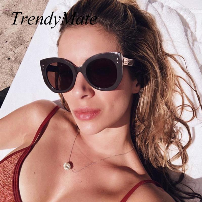 

Sunglasses 2023 Luxury Designer Women Cat Eye Oversize Square Shaper Sun Glasses Fashion Lady Eyewear 1411T