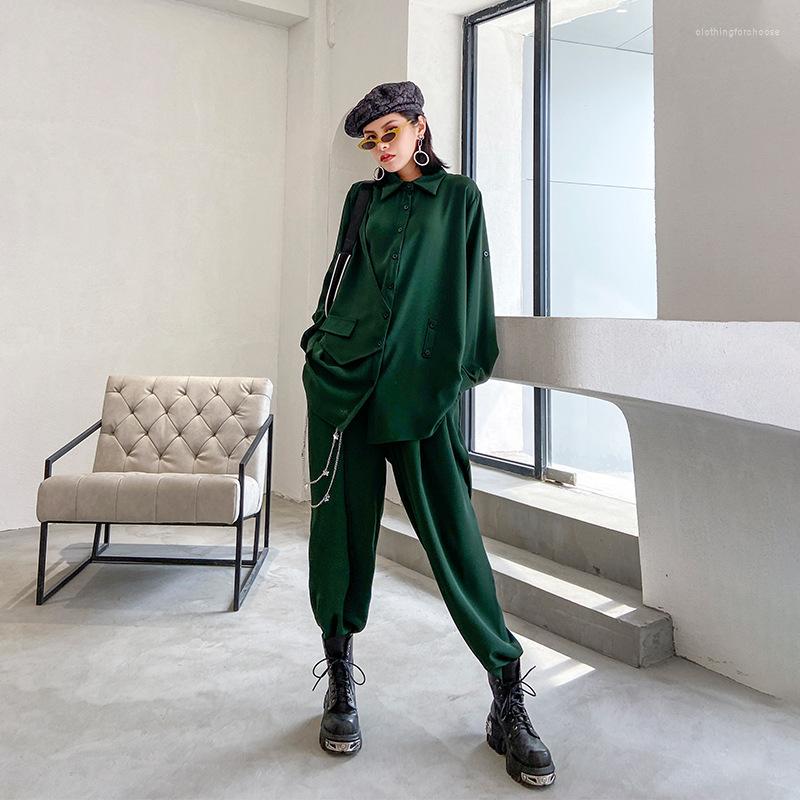 

Women's Two Piece Pants Light Ripe Wind Fashion Casual Two-piece Suit Women's Spring And Autumn Loose Foreign Air Age-reducing Shirt, Black