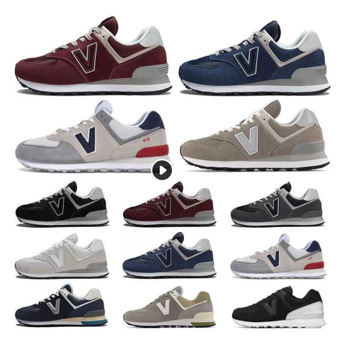 

574 B574 Athletic Running Shoes Tennis Burgundy White Nimbus Cloud Grey Sky Blue Mens Women Marblehead 574s Sports Sneakers Trainers Size 36-45, Colour 1