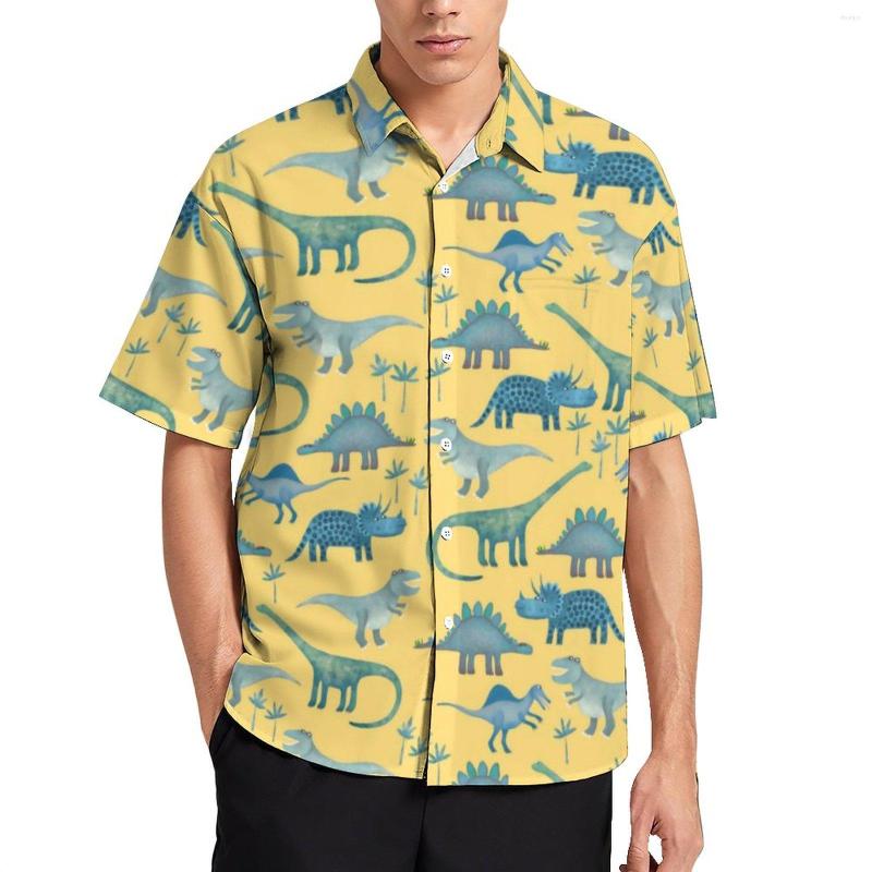 

Men's Casual Shirts Cute Dinosaurs Shirt Animals Art Print Vacation Loose Summer Novelty Blouses Short Sleeve Graphic Oversize Top, Style-19