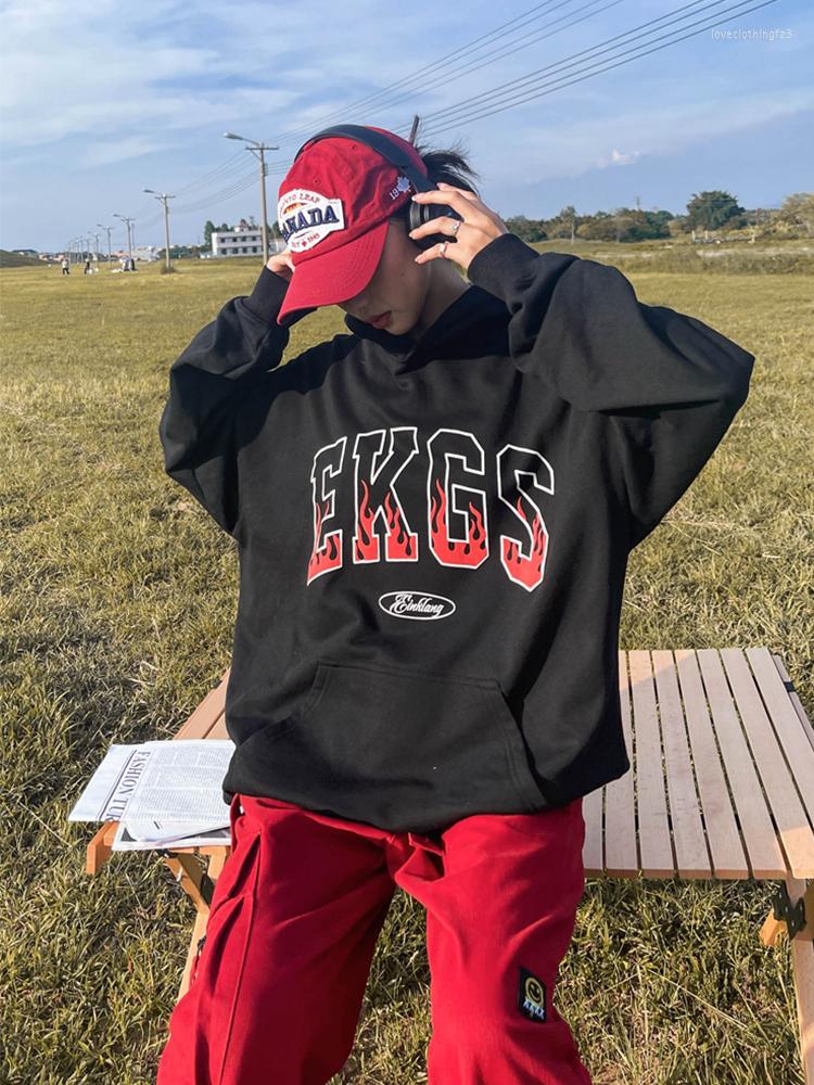 

Women's Hoodies Vintage Y2k Letter Print Loose Sweatshirt Female Korean Kawaii Women's Sweatshirts Japanese Harajuku Ulzzang Clothing, Black