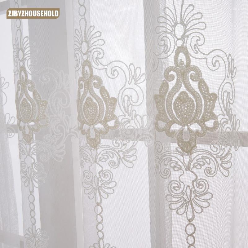 

Curtain Embroidered White Curtains Bedroom Living Room European And American Style Light Luxury Lace Yarn Romantic