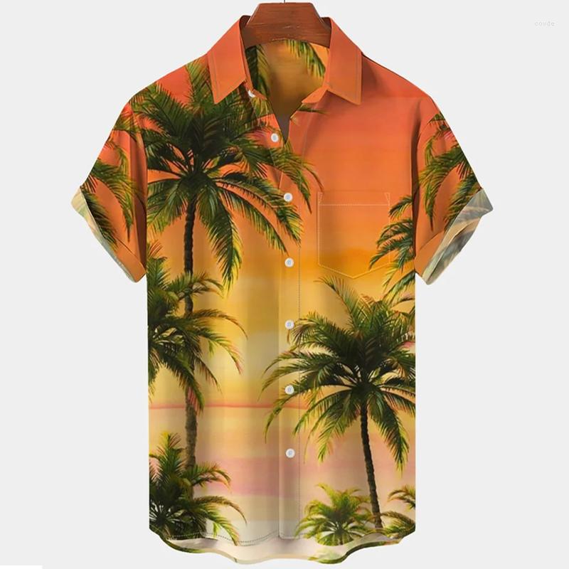 

Men' Casual Shirts Men Hawaiian Shirt Summer 3d Coconut Tree Printed For Holiday Short Sleeve Beach Tops Tee Oversized Blouse, 10