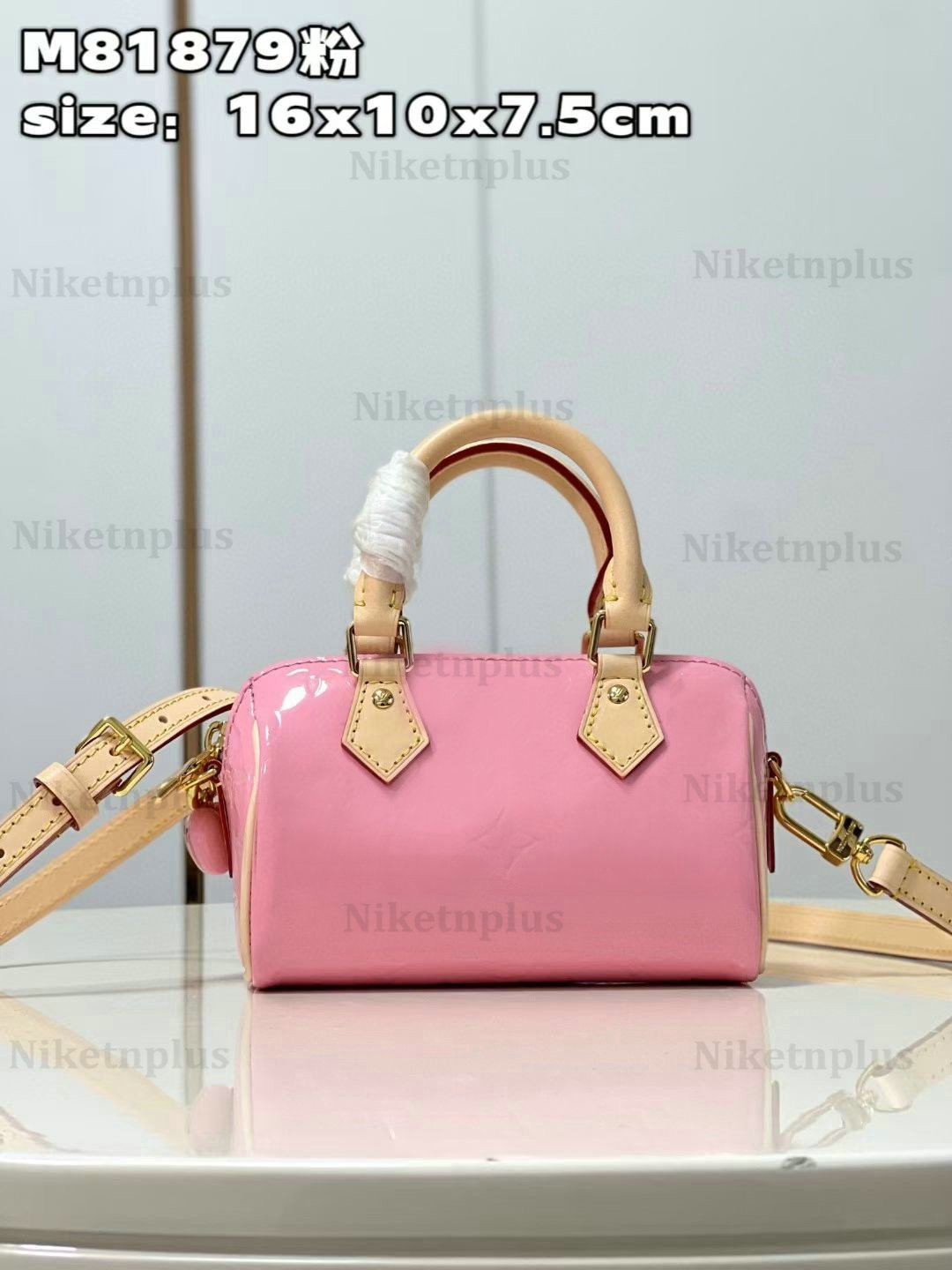 

Nano Speedy Pink Patent Leather Shoulder Bag Mini Handbag Glossy Effect Vintage Purse Heart-Shaped Charm Purse Monograms Vernis Crossbody Multiple Carry Bag 16 cm, #1