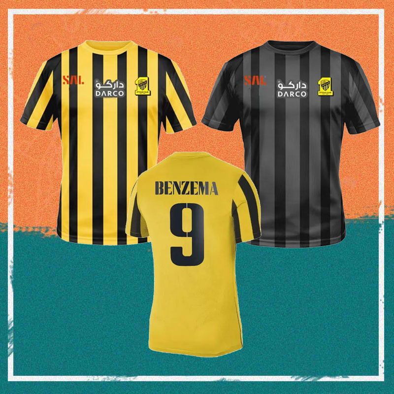 

23/24 BENZEMA Al Ittihad FC club Soccer Jerseys 2023 Hamdallah Romarinho Wine Costa soccer jersey Coronado Hegazy Football uniform, Away