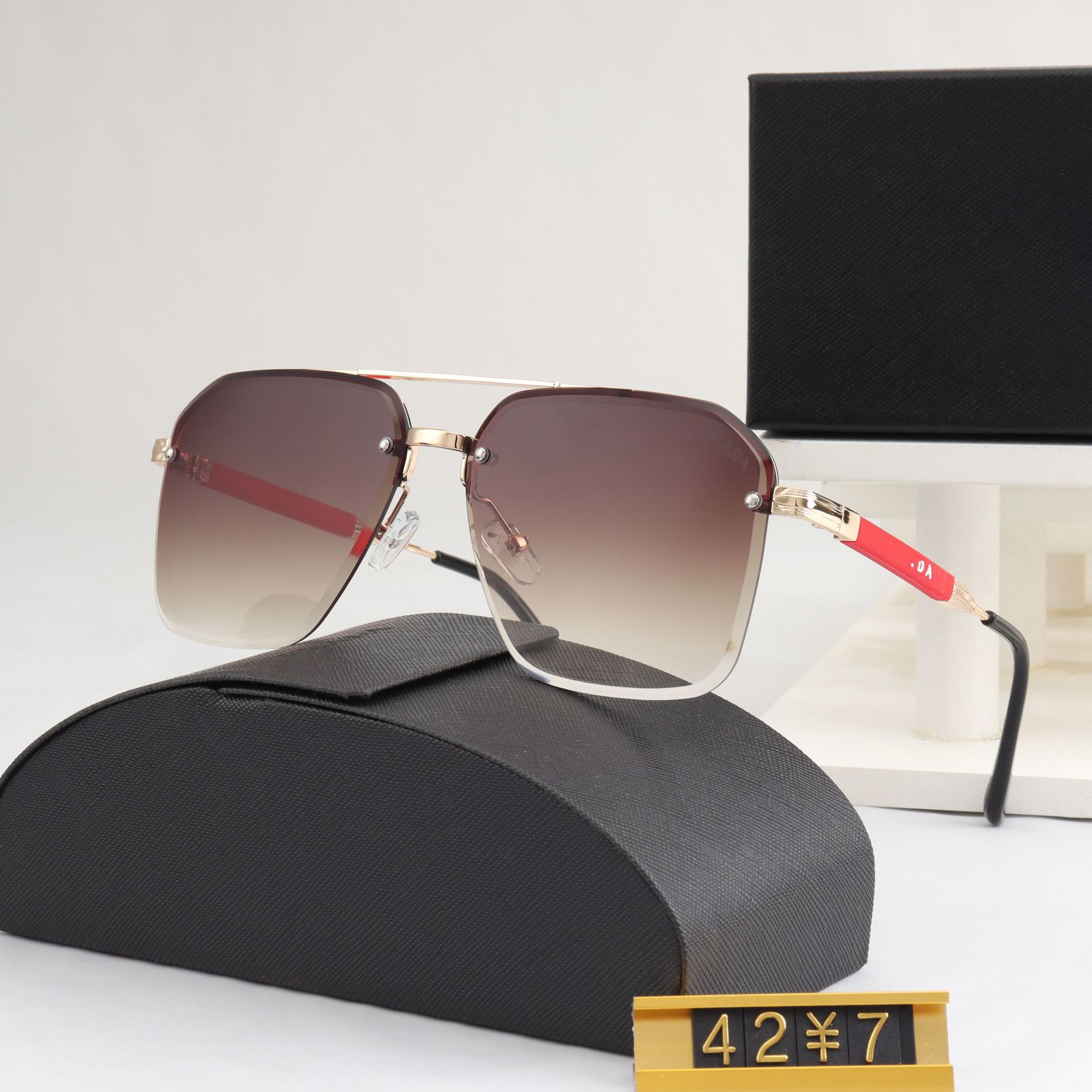Luxury Metal Frameless Cut Edge Classic Sunglasses Designer Glasses Pilot Sunglasses-image-874963430