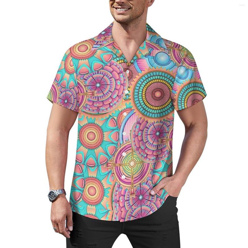 

Men' Casual Shirts Beautiful Mandala Abstract Floral Print Beach Shirt Hawaiian Funny Blouses Mens Printed Big Size, Style-18