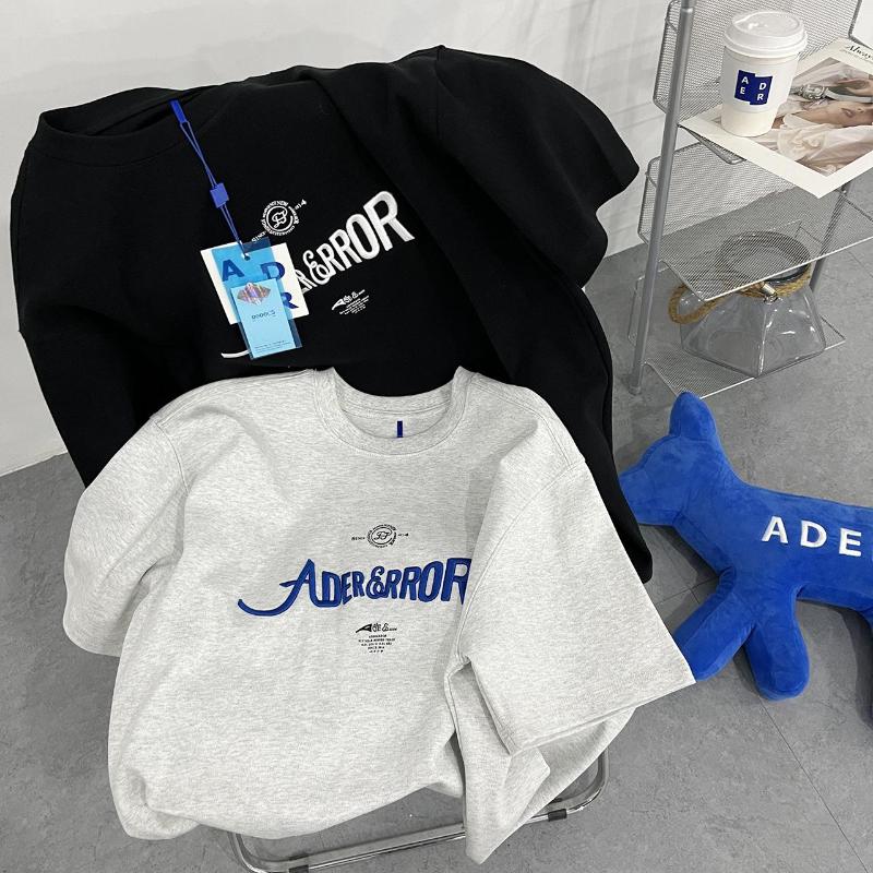 

Men's T Shirts Ader Error Summer Simple Embroidery Letters Men And Women Couples Short Sleeve T-shirt Loose Cotton Top Luxury Men's, Black