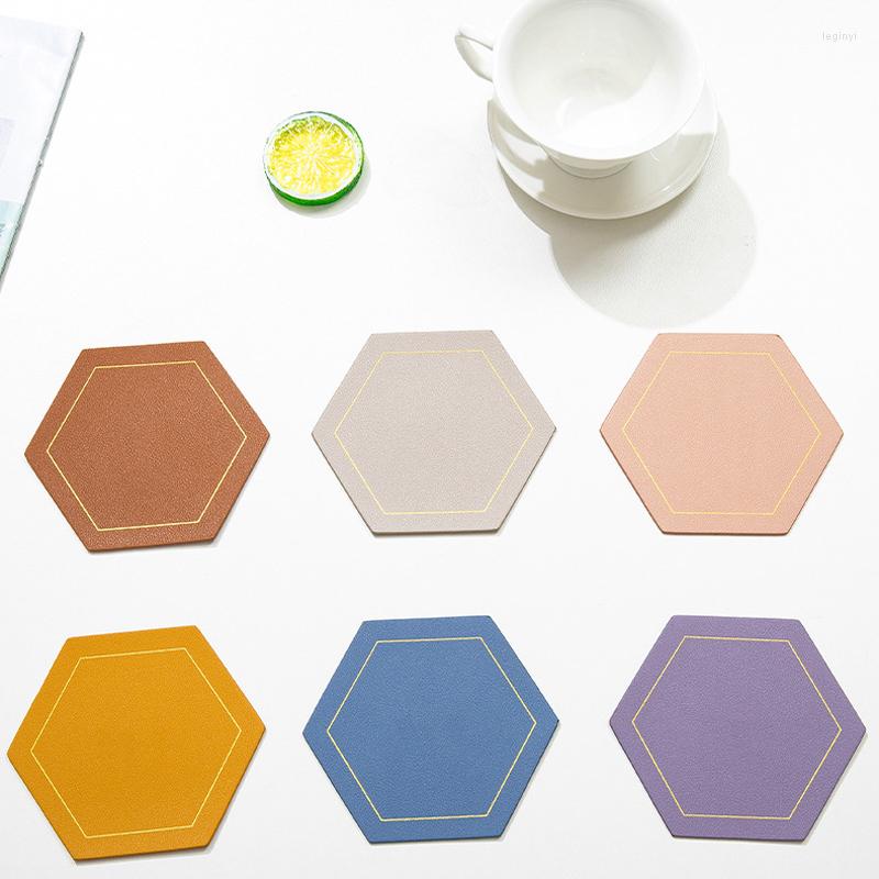 

Table Mats 1Pcs Candy Color PU Leather Coasters Decoration Pad Waterproof Non-slip Heat Insulation Tea Coffee Cup Mat Kitchen Gadgets