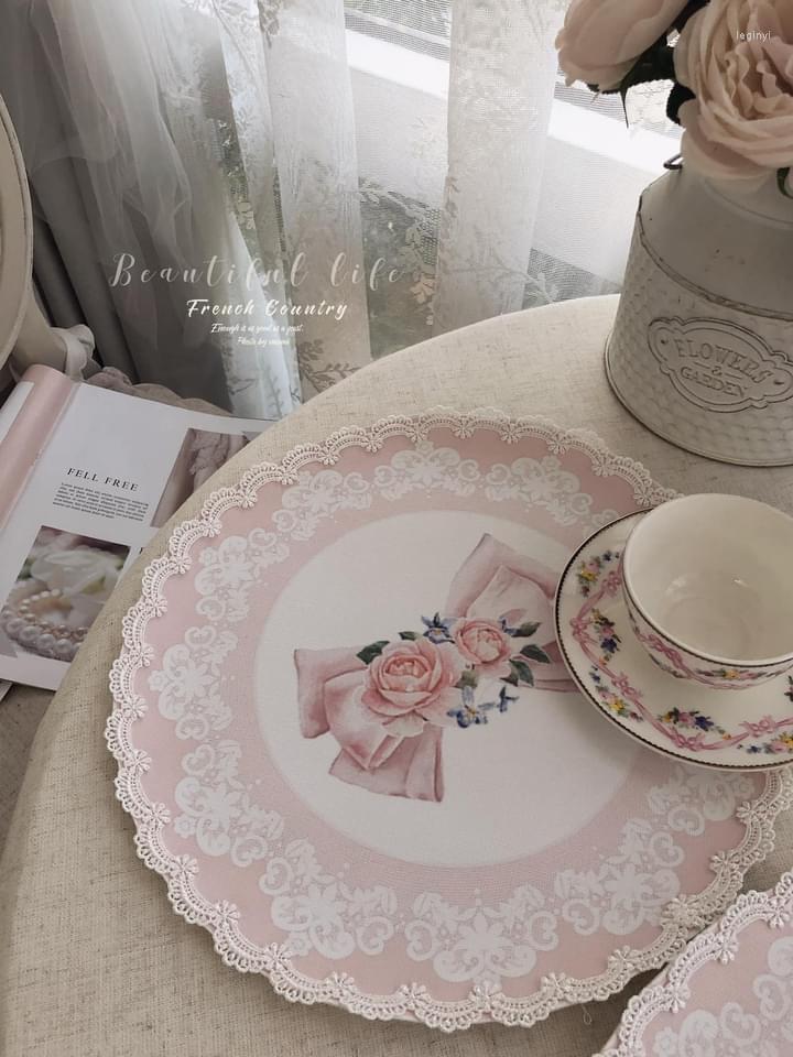 

Table Cloth Korean Style Pink Character Four Seasons Waterproof Oil-Proof Meal 2 Pieces Heat Proof Mat Recommended, 2 placemats