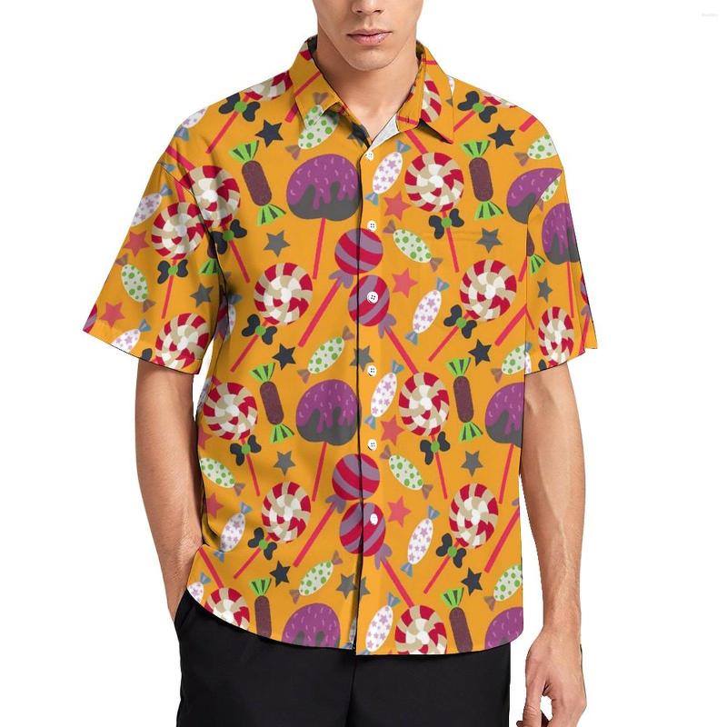 

Men's Casual Shirts Cute Candy Shirt Lollies Print Vacation Loose Hawaiian Streetwear Blouses Short Sleeve Printed Oversized Clothing, Style-18