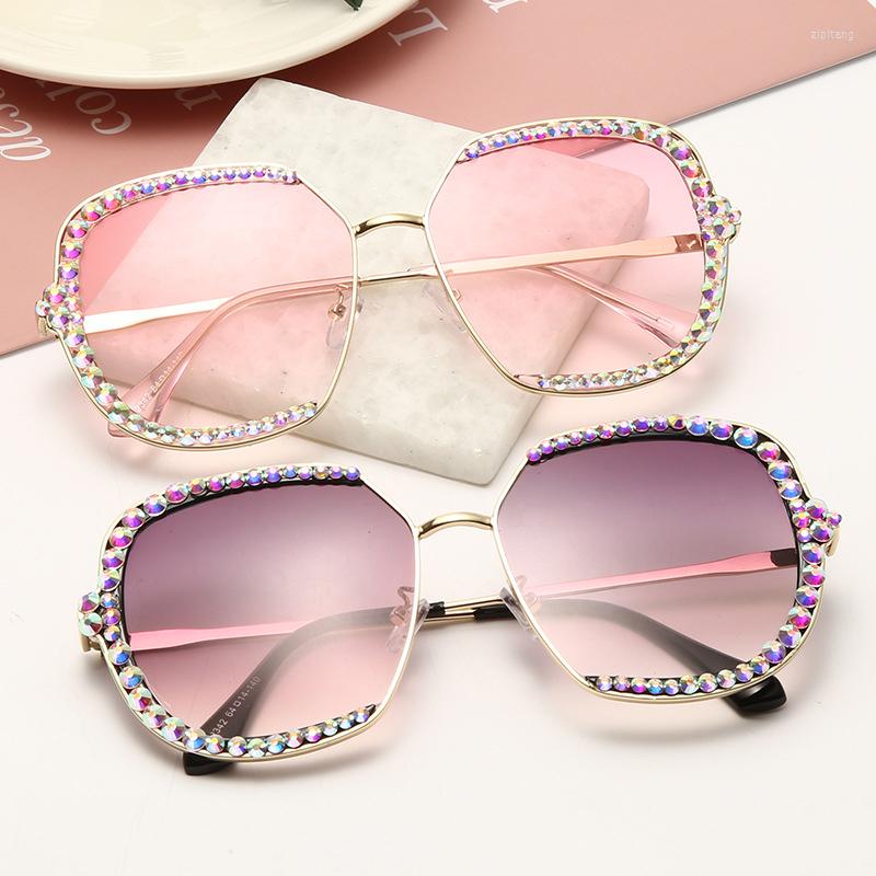 

Sunglasses Personality Fashion Oversized Women Diamond Uv400 Metal Frame Luxury For