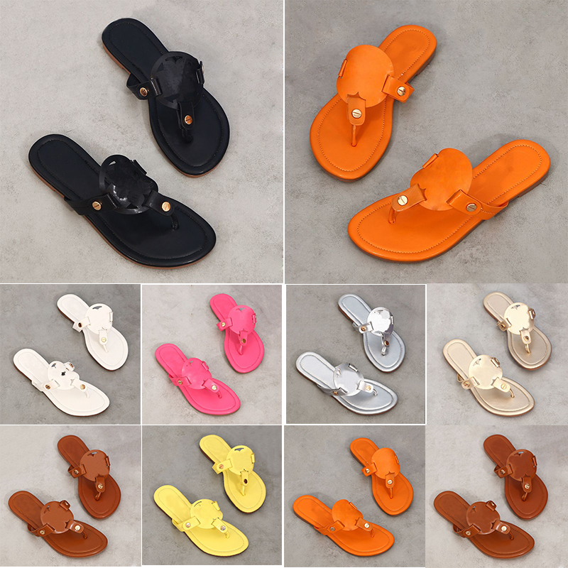 

designer sandals slippers slides womens shoes Miller Metallic flats tories sandal women bunchs slipper Snake Embossed Leather luxury flip flops sneakers