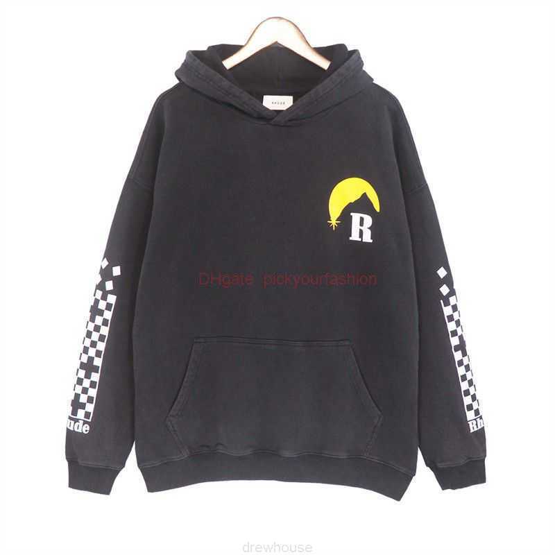 

Designer Clothing Mens Sweatshirts Hoodies Fashion Brand Rhude Autumn Winter New Style Washed Old High Street Sunset Print Hoodie Hoodies for Men Women Fashion Stre, Shipping fee