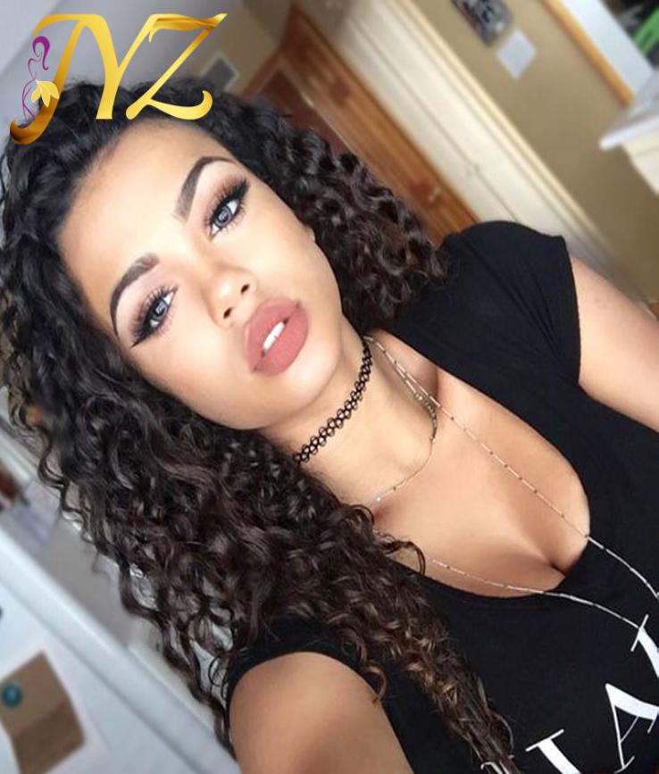 

Curly Human Hair Wigs Bleached Knots 130 Density Swiss Lace Human Hair Full Lace Wigs With Baby Hair Lace Front Wigs7735967, Dark brown