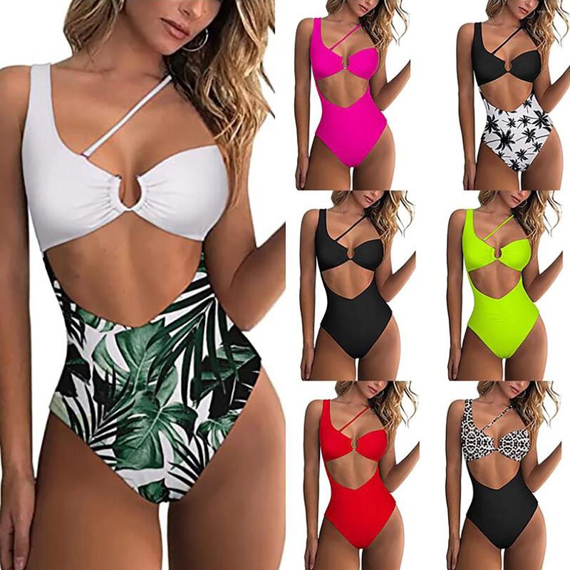 

Women's Swimwear Women Sexy Print Bikini Set Push Up Bathing High Waist Swimsuit Thong Brazilian Suit Bather, Black