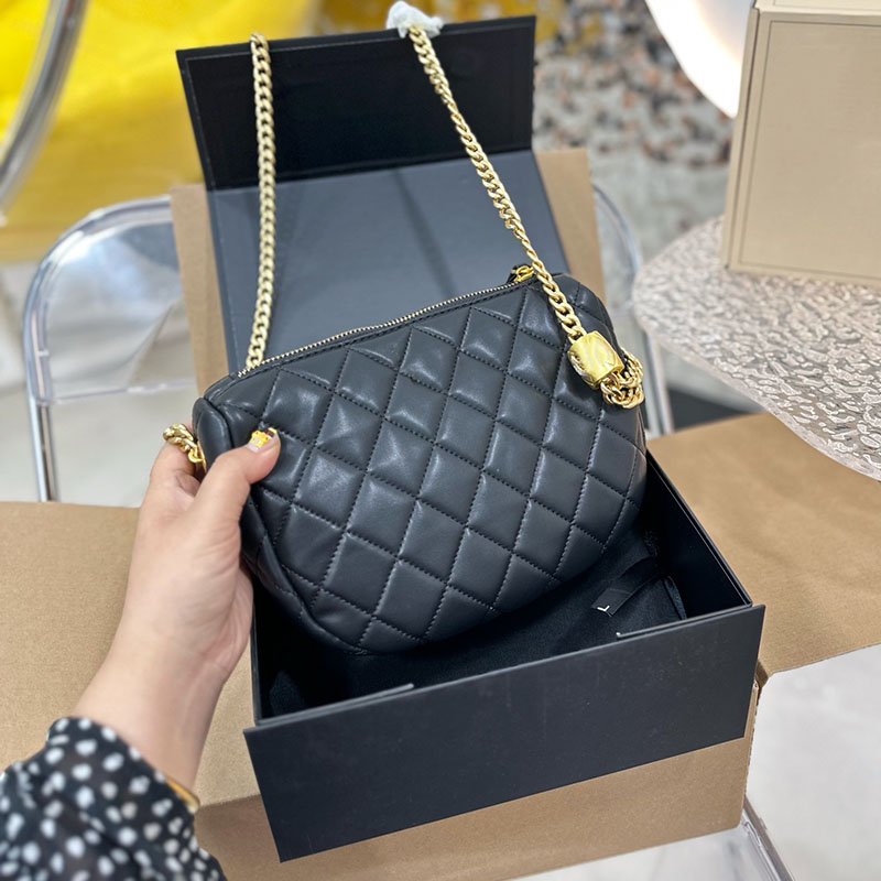 

Fashion Designer 2023 Bags Half Moon Women Classic Wallet On Chain Caviar Woc Bag Grained Soft Calfskin Crossbody Bags Leather Shoulder Purse Flap 20S Size 23x16.9cm, Black 21x13cm