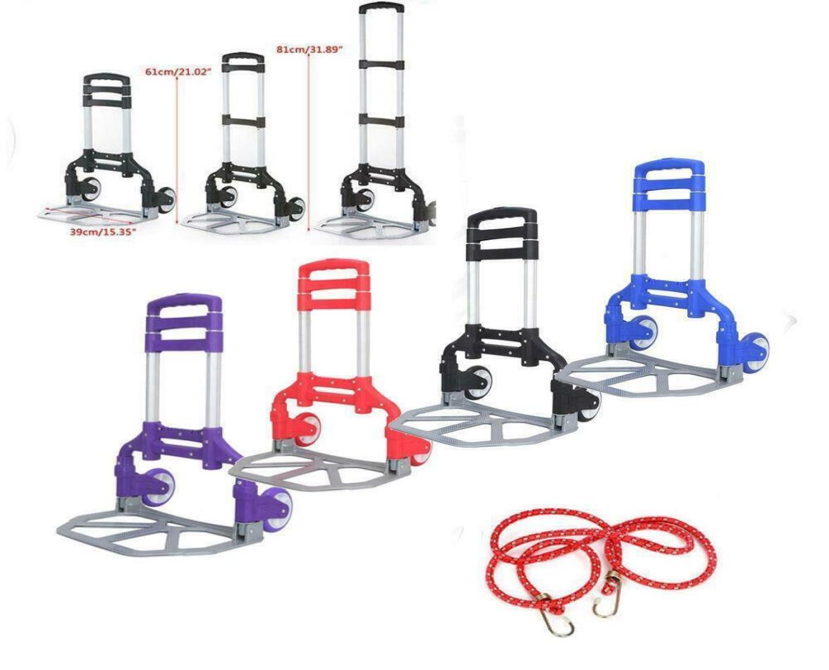 

Cart Folding Dolly Push Truck Hand Trolley Luggage Aluminium Bungee Cord New4114821