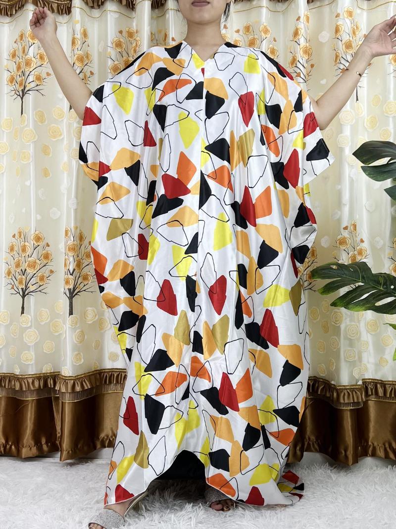 

Ethnic Clothing Muslim Fashion Boubou Abstract Square V-neck Dress Summer Long Clothes African Dresses For Women Maxi Novelty Kanga