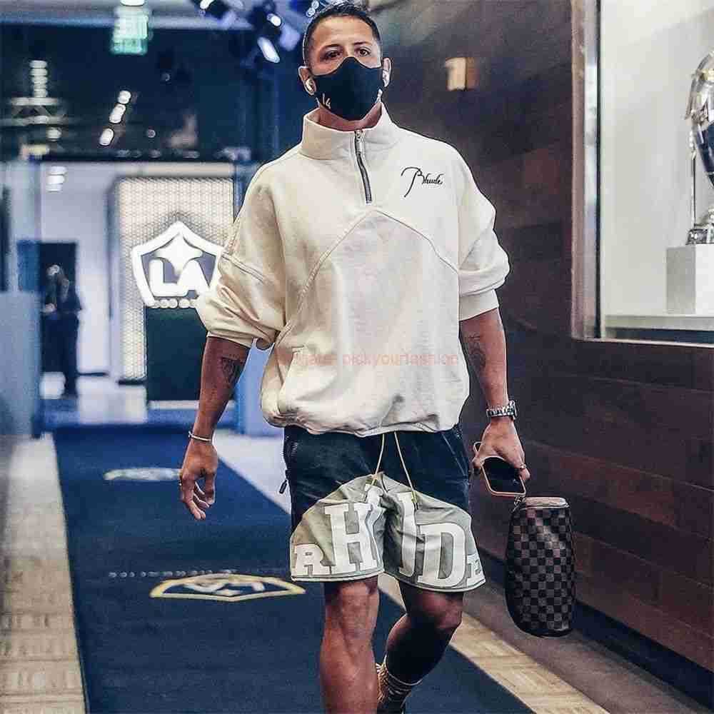 

Designer Clothing Mens Sweatshirts Hoodies American Fashion Brand Rhude Stand Collar Half Zipper Embroidered Patchwork Sweater Autumn Winter Thin Pullover Coat F, Shipping fee