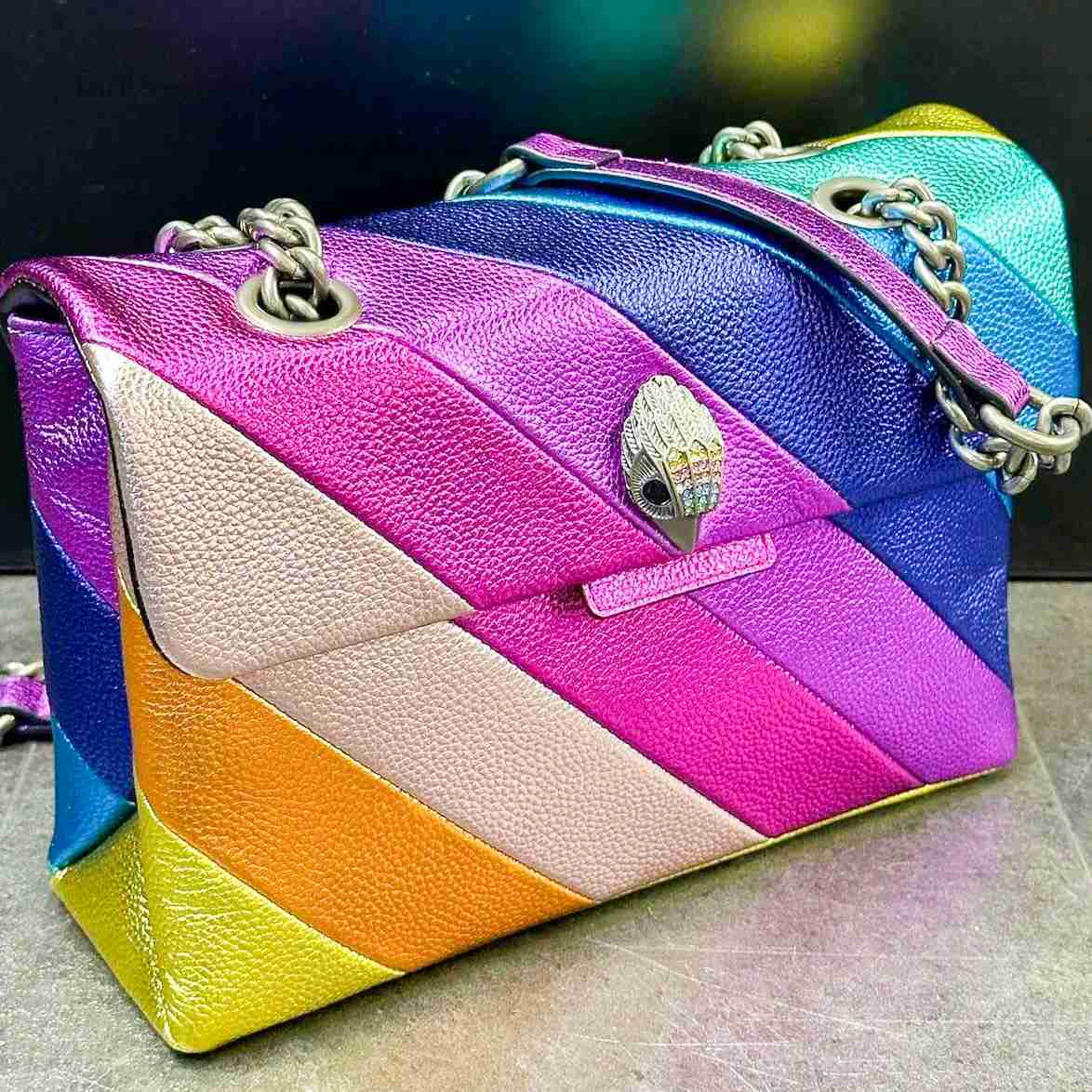 

Kurt Geiger classic rainbow Evening Bags Womens Designer London handbags Shoulder clutch crossbody totes bag mens Luxury hobo chains Messenger lady Colorful Bags