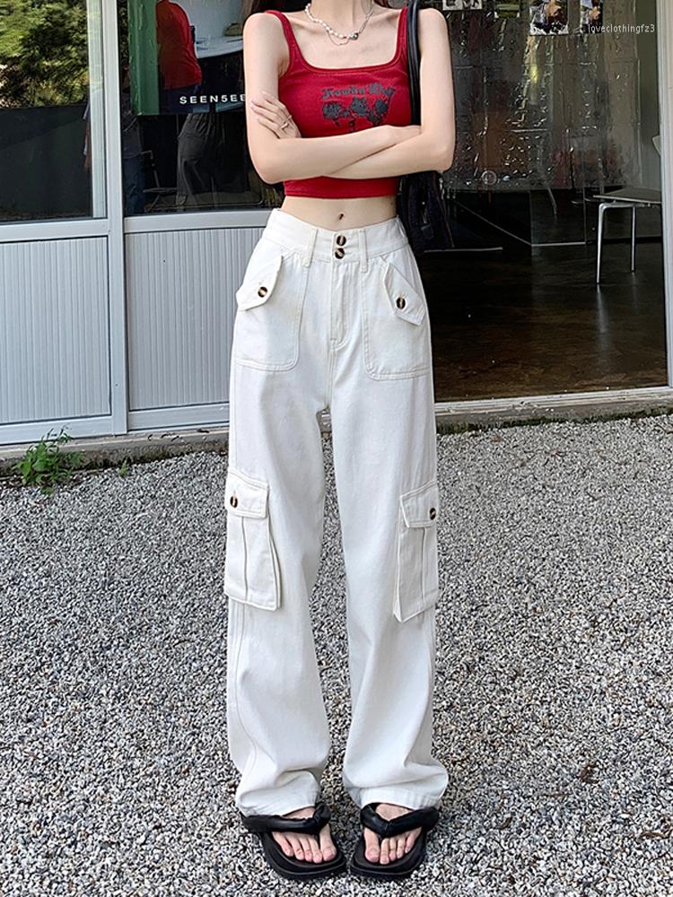 

Women' Pants Y2K Women Streetwear Wide Leg Cargo Casual Baggy Pant Straight With Big Pockets Jogging Trousers Vintage Female Sweatpants, Black